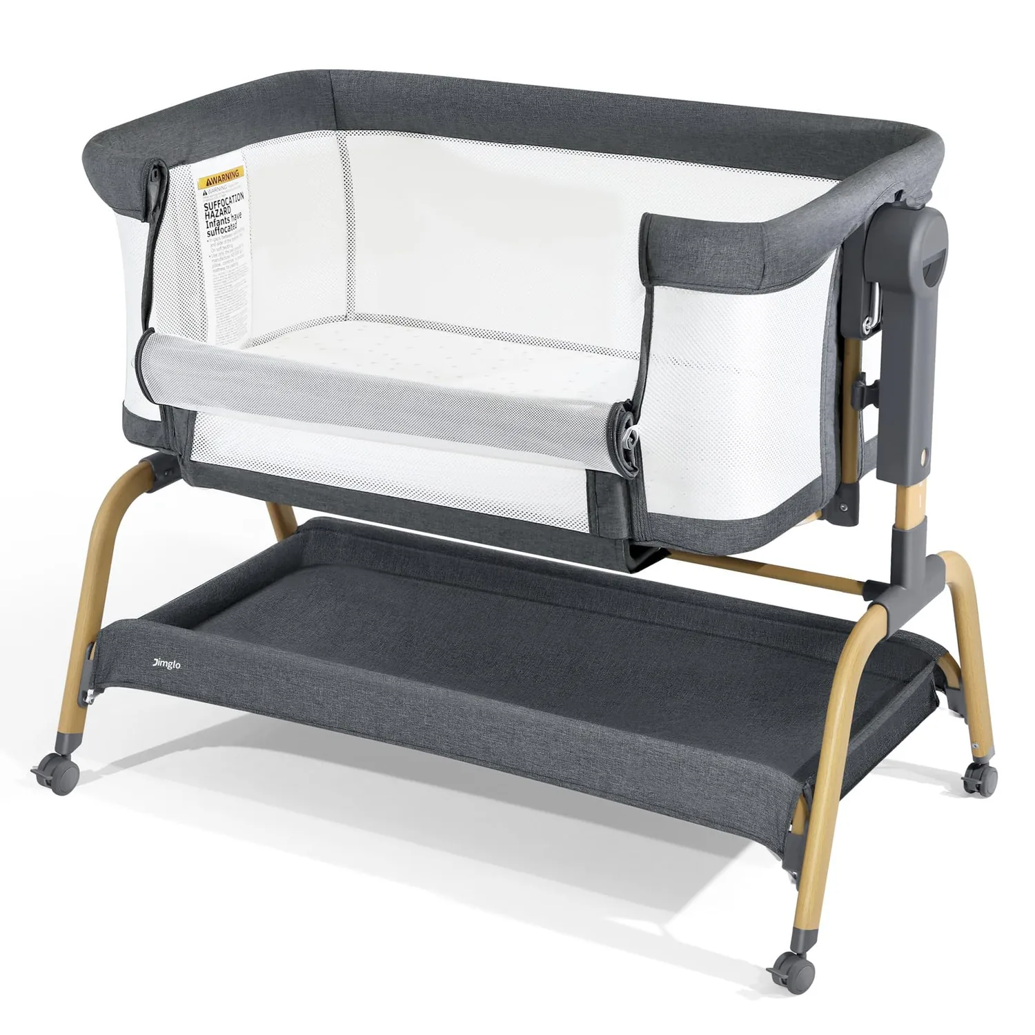 3-in-1 Baby Bassinet, Bedside Sleeper & Rocking Bassinet, Full Mesh