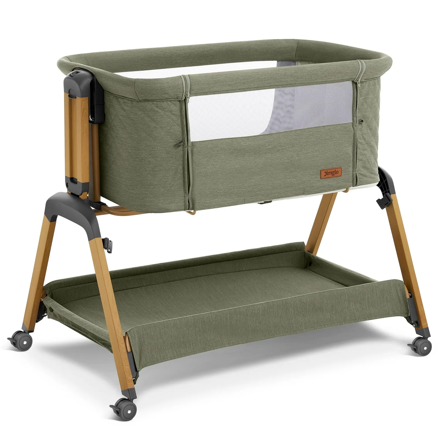 3-in-1 Baby Bassinet, Bedside Sleeper, Rocking Mode, Wheels, Green